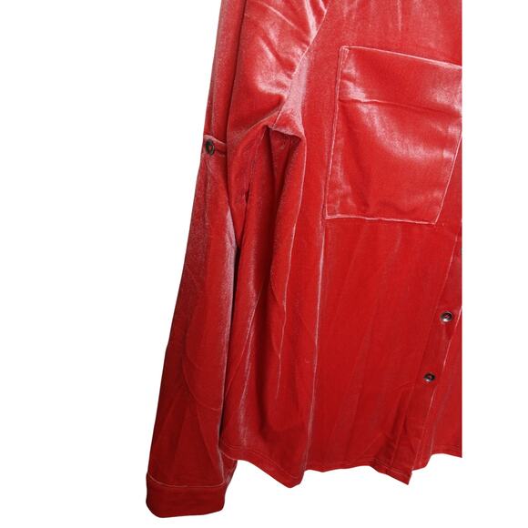 New Easel Los Angeles Coral Velvet Button Down Shirt M Oversized Long Sleeve - Picture 7 of 15